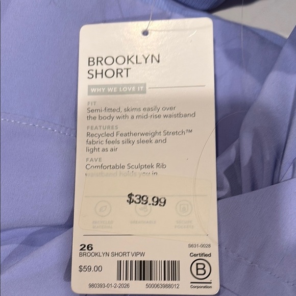 Athleta Blue Athletic Shorts Lightweight Mid-Thigh - Picture 3 of 4